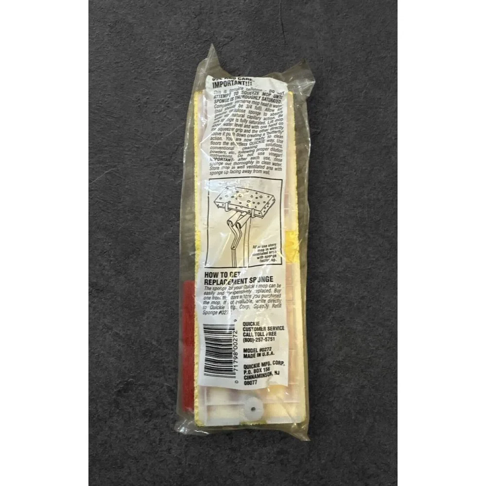 Quickie Professional Sponge Mop Refill Model #‎ 272 Yellow Fits Mop #26 #27 NEW